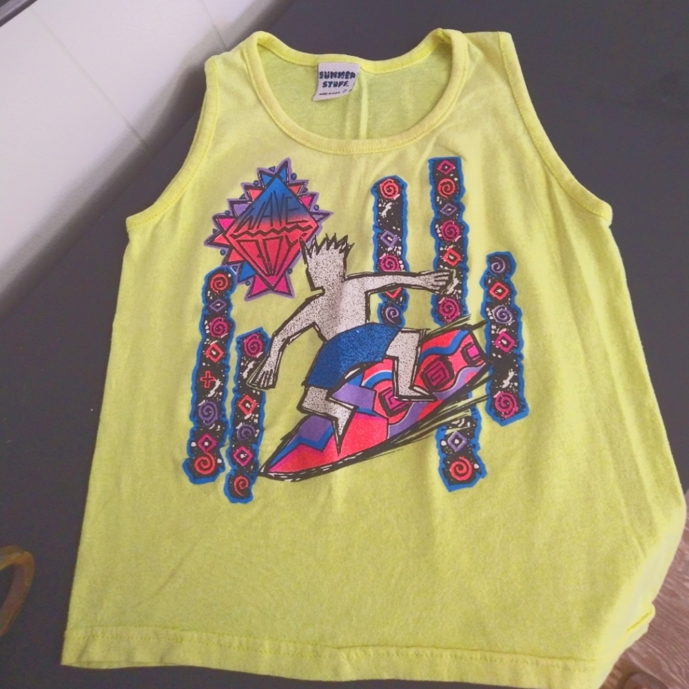 Rare 1990's  WAVE BOY Surfing Tank Top Made in USA Size 7